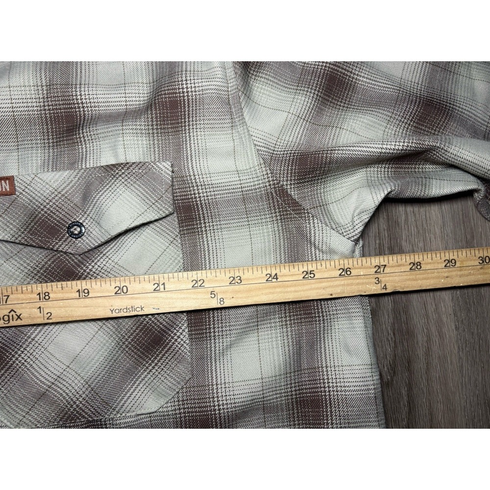 DIXXON Flannel Ordinance Men's‎ 2X Snap Button Brown Khaki Tan Plaid Shirt NWT - Picture 8 of 10